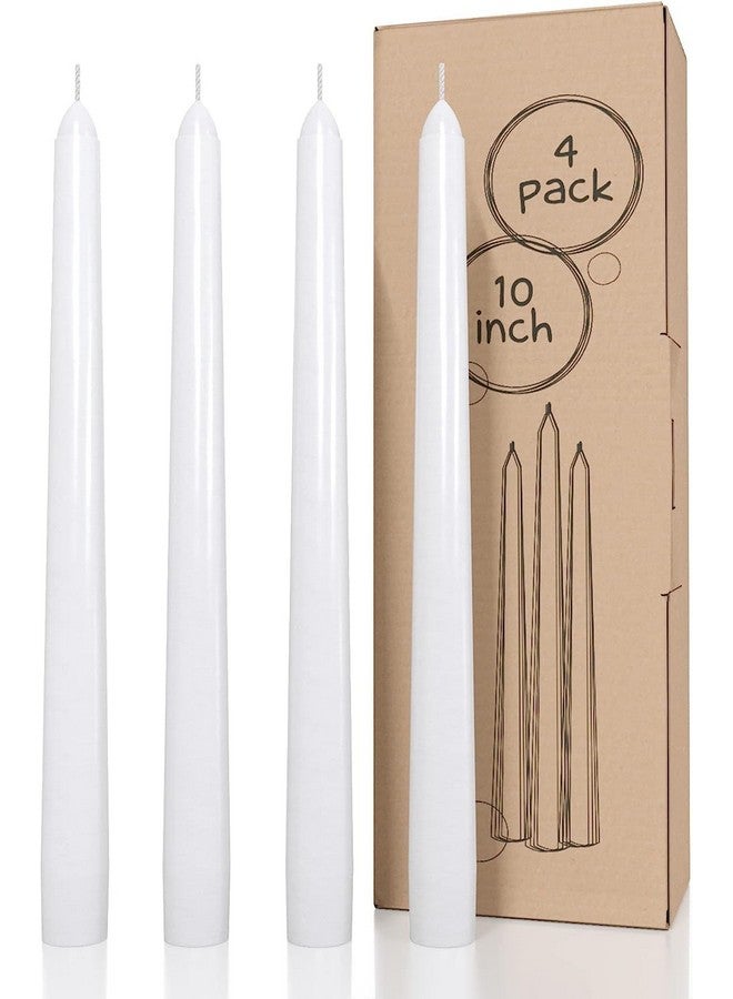 AURA DECOR AuraDecor Taper Candles Pack || Dinner Candles || Celebration Candles || 10 inch Candles || Dripless || Smokeless Candle || Burnng Time 8 Hours (Pack of 4, White) - Image 1