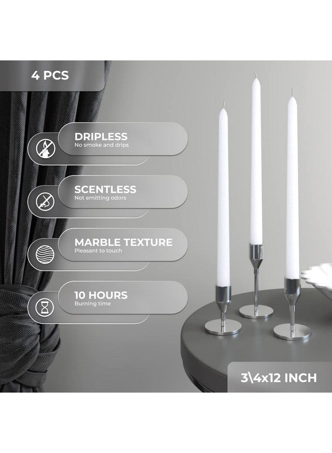 AURA DECOR AuraDecor Taper Candles Pack || Dinner Candles || Celebration Candles || 10 inch Candles || Dripless || Smokeless Candle || Burnng Time 8 Hours (Pack of 4, White) - Image 2