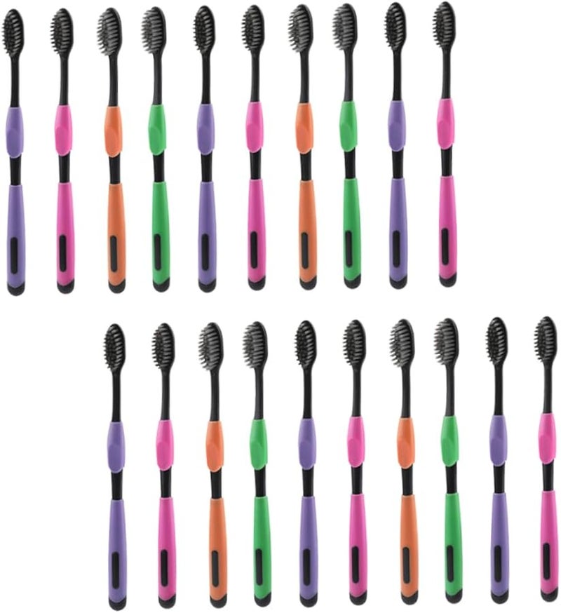 20Pcs Charcoal Toothbrush Soft Bristles Comfortable Grip For Travel Home Use - Image 1