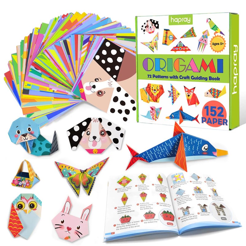 hapray Origami Kit 144 sheets Origami Paper for Kids 72 Patterns with Craft Guiding Book - Image 1