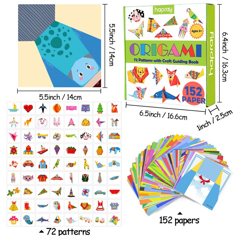 hapray Origami Kit 144 sheets Origami Paper for Kids 72 Patterns with Craft Guiding Book - Image 2