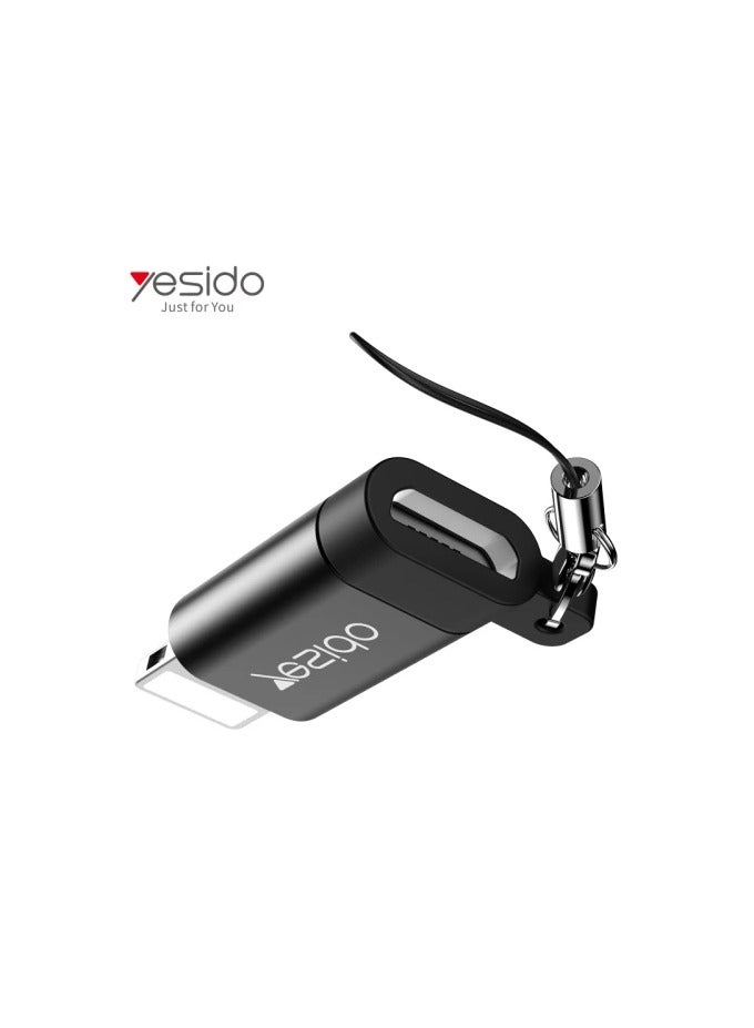 يسيدو محول GS05 Lightning إلى Micro مصنوع من سبائك الألومنيوم TPE مضاد للضياع Mini OTG لنقل الشحن.  - Image 1