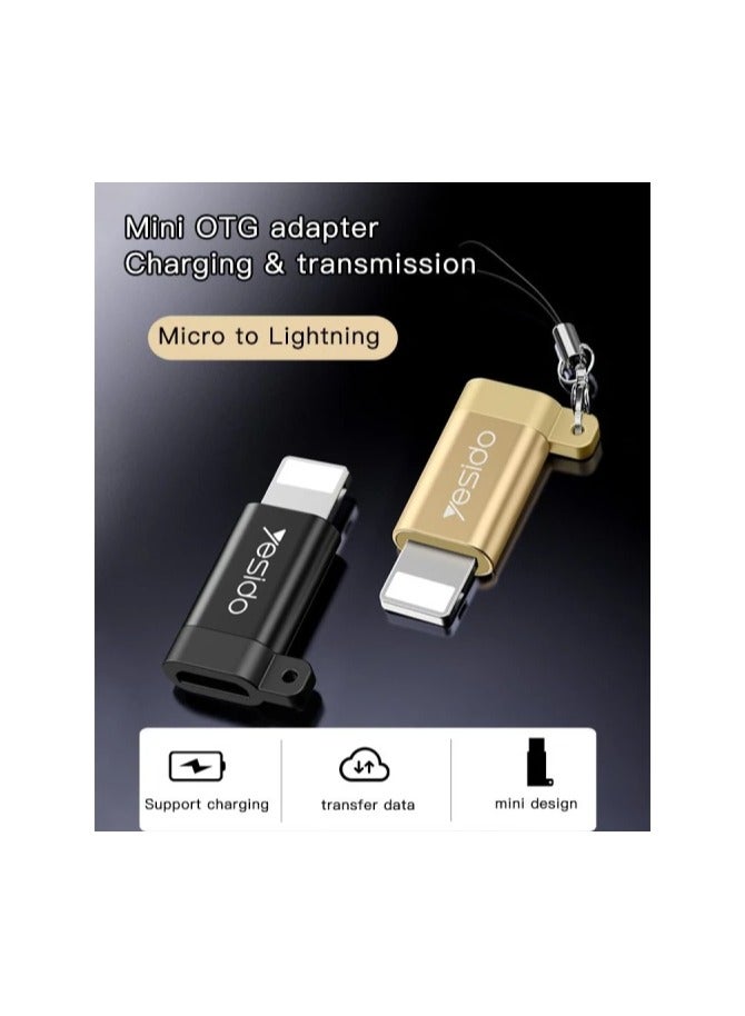 يسيدو محول GS05 Lightning إلى Micro مصنوع من سبائك الألومنيوم TPE مضاد للضياع Mini OTG لنقل الشحن.  - Image 3