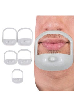 5 Sizes Set Of Beard Shaping & Styling Tool，Beard Guide Shaper Goatee Trimmer Template For Men，Men's Clear Grooming Tool For Men's Chin，Clear Sideburns Outliner Stencil Lineup （White）