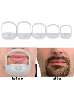 Apustim 5 Sizes Set Of Beard Shaping & Styling Tool，Beard Guide Shaper Goatee Trimmer Template For Men，Men's Clear Grooming Tool For Men's Chin，Clear Sideburns Outliner Stencil Lineup （White）  - Image 4