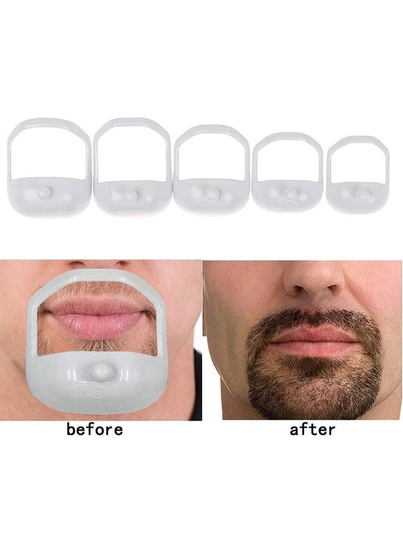 Apustim - 5 Sizes Set Of Beard Shaping & Styling Tool，Beard Guide Shaper Goatee Trimmer Template For Men，Men's Clear Grooming Tool For Men's Chin，Clear Sideburns Outliner Stencil Lineup （White） - Image 1