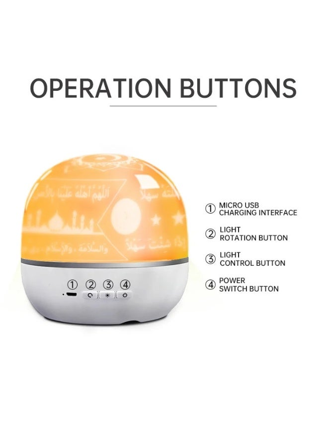 إيكوانتو القرآن الكريم للأطفال ملون LED رقمي مكبر صوت بلوتوث مصباح ضوئي ليلي مشغل القرآن الكريم. - Image 3