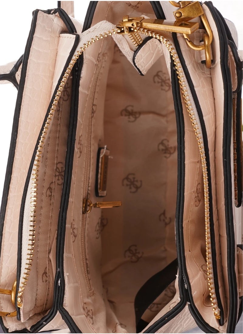 GUESS - GUESS Enisa Mini Satchel, Camel - Image 1