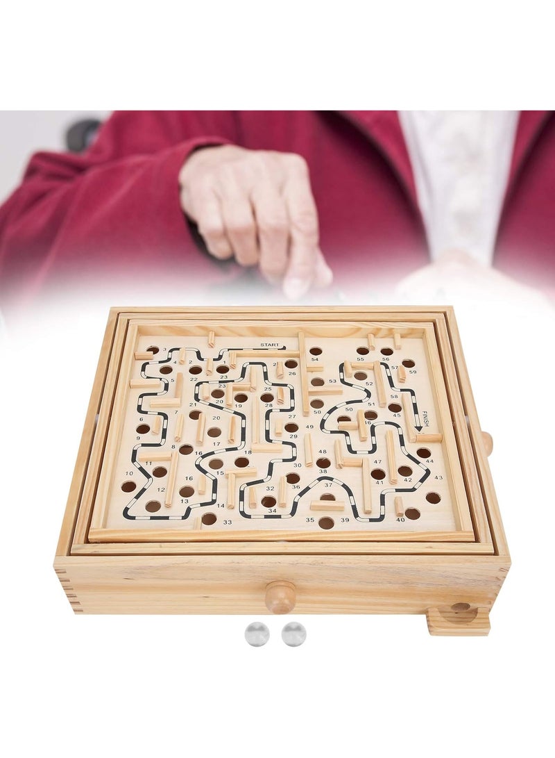 general Wooden Maze Ball Large Wooden Labyrinth Maze Game Educational Games Puzzle Toy Table Tilting Balance Board with for Dementia Adults Children - Image 1