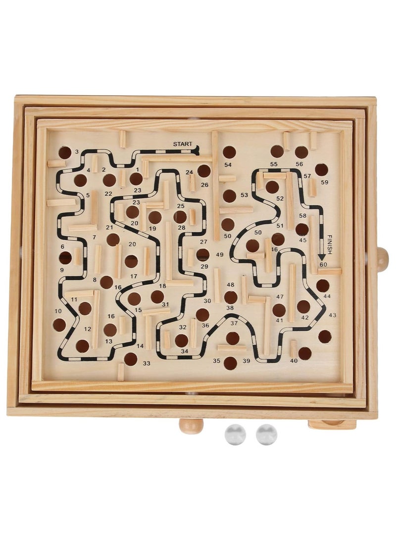 general Wooden Maze Ball Large Wooden Labyrinth Maze Game Educational Games Puzzle Toy Table Tilting Balance Board with for Dementia Adults Children - Image 3