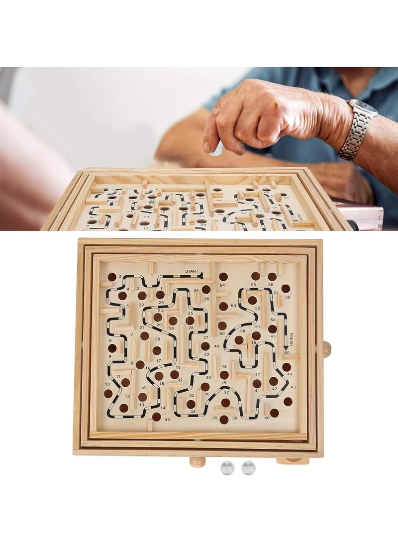 general Wooden Maze Ball Large Wooden Labyrinth Maze Game Educational Games Puzzle Toy Table Tilting Balance Board with for Dementia Adults Children - Image 2