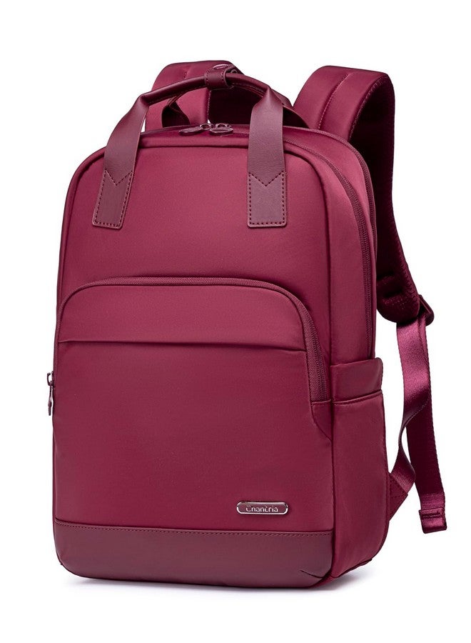 Chantria Stylish Backpack for Women 12L Small 14-inch Laptop Bag Water-resistant Skin-friendly Nylon 2 in 1 Backpack Handbag Multiple Pocket for Office Casual College (Burgundy) - Image 1