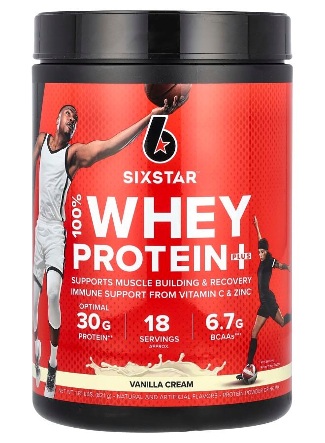 SIXSTAR 100% Whey Protein Plus Vanilla Cream 1.81 lbs (821 g) - Image 1