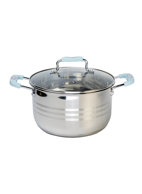 Wilson Stainless Steel Casserole 32cm W/Lid Silver/Blue Silicon Handle
