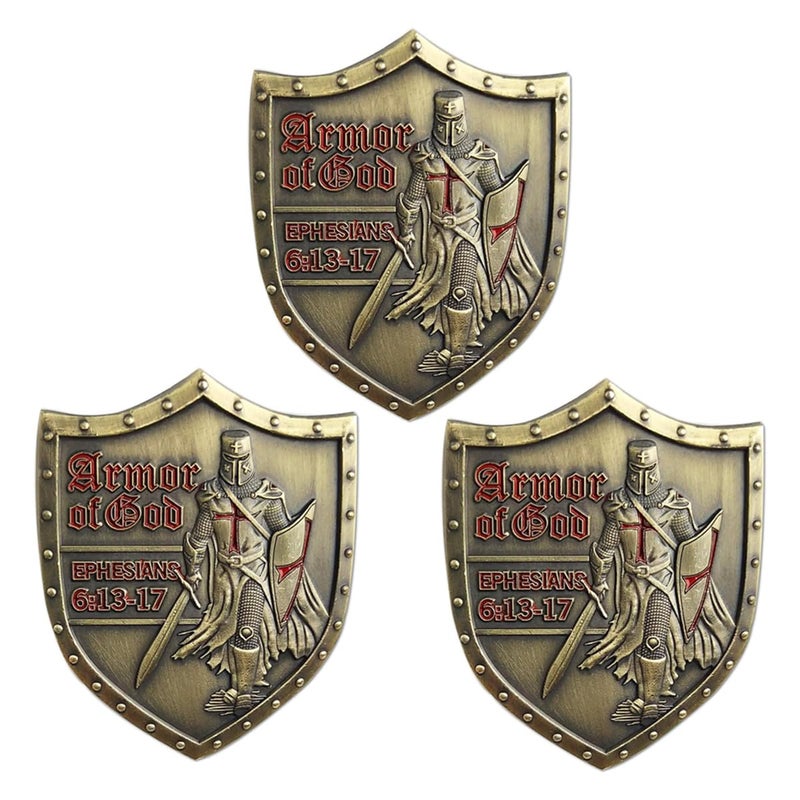 Woerda Put On The Whole Armor of God Challenge Coin Eph 61317 3D Religious Collectible Coin Pack of 3 - Image 3