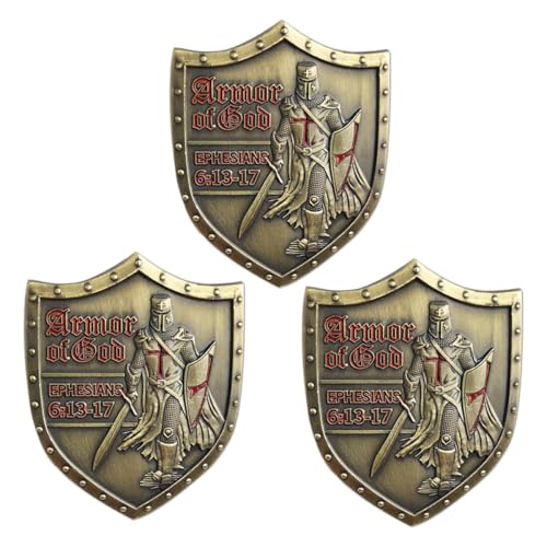 Woerda Put On The Whole Armor of God Challenge Coin Eph 61317 3D Religious Collectible Coin Pack of 3 - Image 1