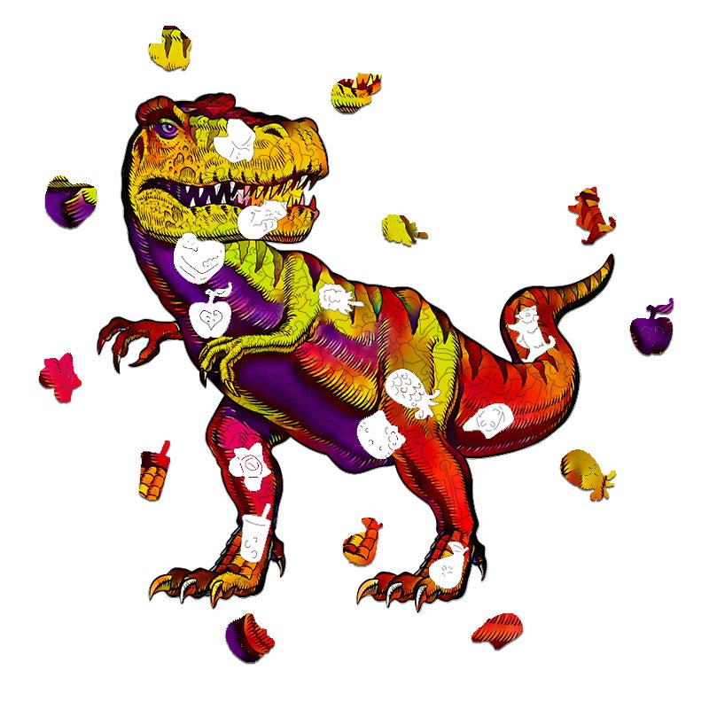 Special-Shaped Wooden Puzzle Lion Owl Wolf Tyrannosaurus Rex Animal Asymmetrical Kidsren'S Building Block Toy Creative Educational Puzzle - Image 2