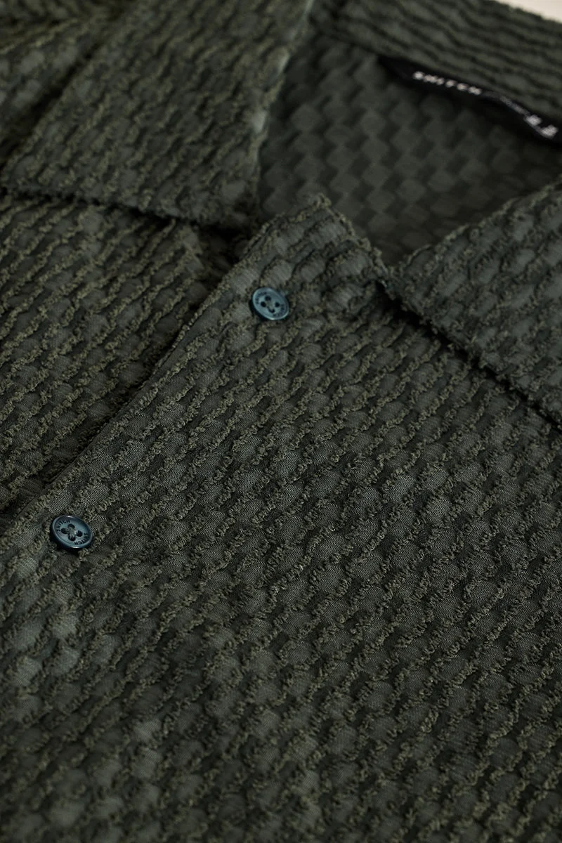 SNITCH Olive Textured Oversized Fit Shirt