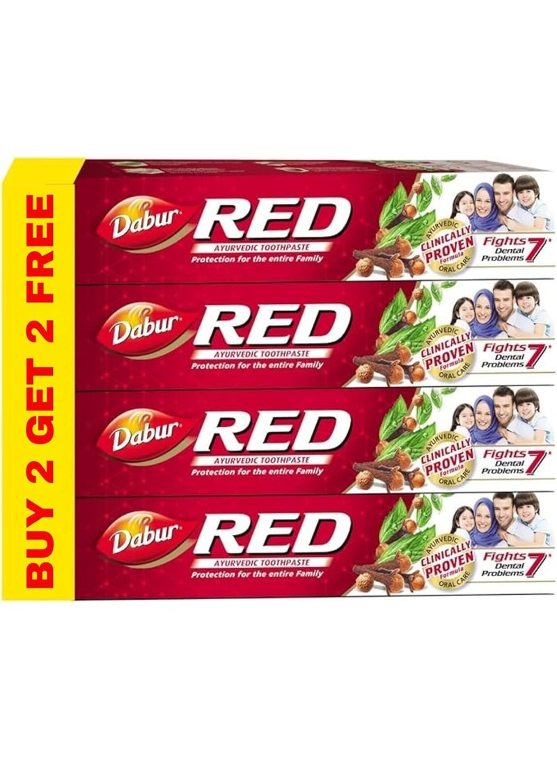 دابر معجون أسنان دابور ريد أيورفيدي للأسنان واللثة، ٤ عبوات × ١٠٠ غرام | غني بمكونات أيورفيدية فعّالة | للثة صحية وأسنان قوية | عبوة اقتصادية للغاية - Image 1