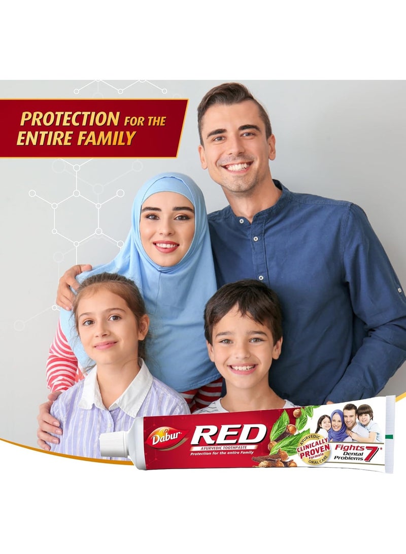 دابر معجون أسنان دابور ريد أيورفيدي للأسنان واللثة، ٤ عبوات × ١٠٠ غرام | غني بمكونات أيورفيدية فعّالة | للثة صحية وأسنان قوية | عبوة اقتصادية للغاية - Image 3