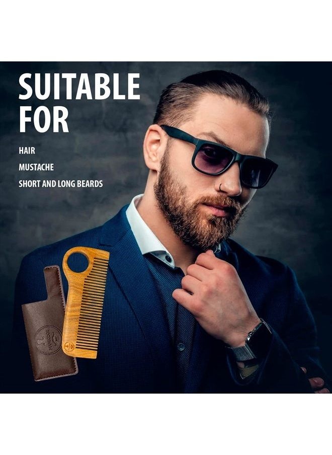 MANECODE Manecode Wooden Hair Comb for Men - Premium Quality Anti-Static Sandalwood and Eco-Leather Pocket - Small Giftable Craft Box  - Image 5