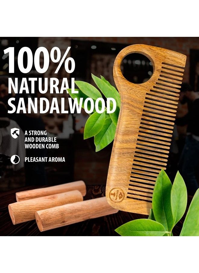 MANECODE Manecode Wooden Hair Comb for Men - Premium Quality Anti-Static Sandalwood and Eco-Leather Pocket - Small Giftable Craft Box  - Image 2