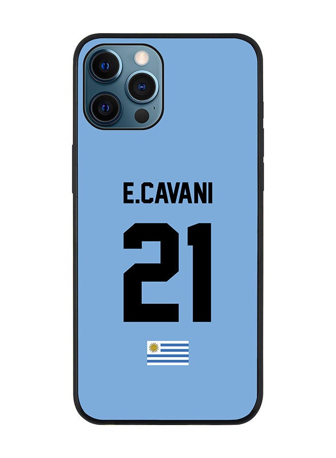Stylizedd Rugged Black edge case for Apple iPhone 12 Pro Slim fit Soft Case Flexible Rubber Edges Anti Drop TPU Gel Thin Cover - Football Team - Uruguay Player Name - E.Cavani - Image 1