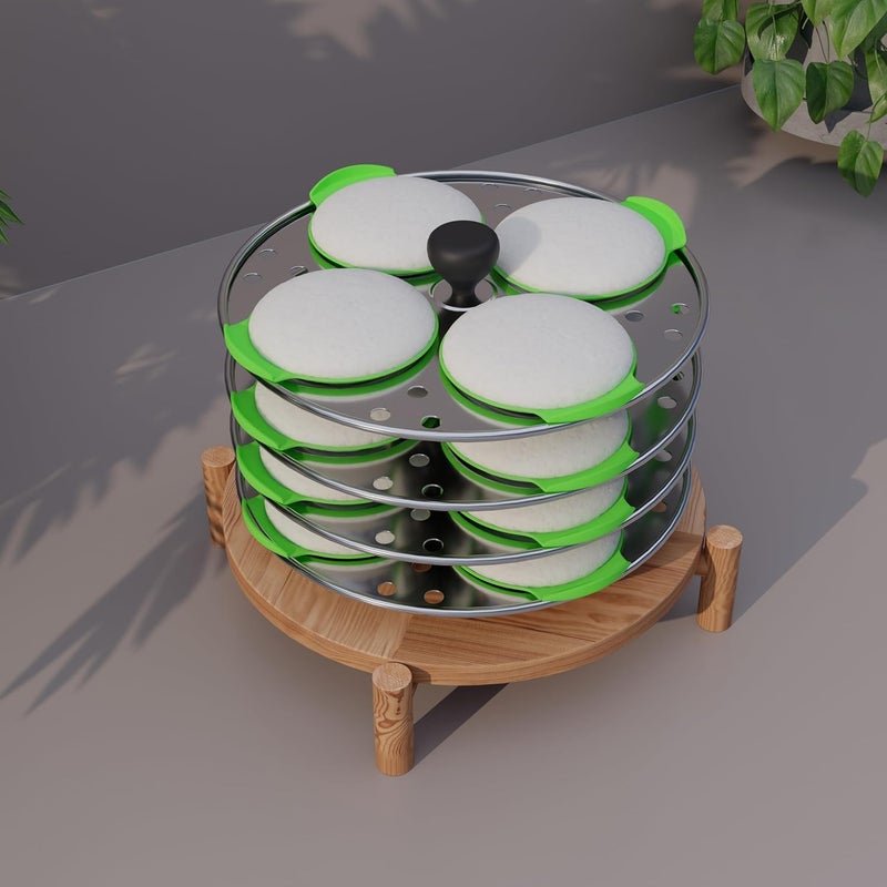 RAJMAAN Premium Silicone Idli I Idly Maker I Idli Liners Original, Green | | Multipurpose- Dhokla Maker | Cupcake I Muffin Maker | Non -Stick | Perfect round shaped Idlis I Food Grade Silicone | BPA Free | (Green, Pack of 1 (7 Pcs)) - Image 2