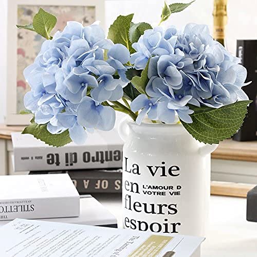 BS AMOR Fake Flowers Vintage Artificial Silk Hydrangea Flowers Bouquets Faux Hydrangea Stems 4 Pcs for Home Wedding Party Table Core Decoration (Blue, Pack of 4) - Image 5