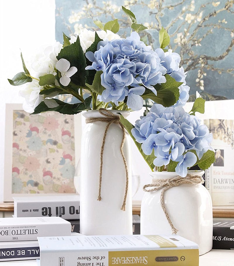 BS AMOR Fake Flowers Vintage Artificial Silk Hydrangea Flowers Bouquets Faux Hydrangea Stems 4 Pcs for Home Wedding Party Table Core Decoration (Blue, Pack of 4) - Image 3