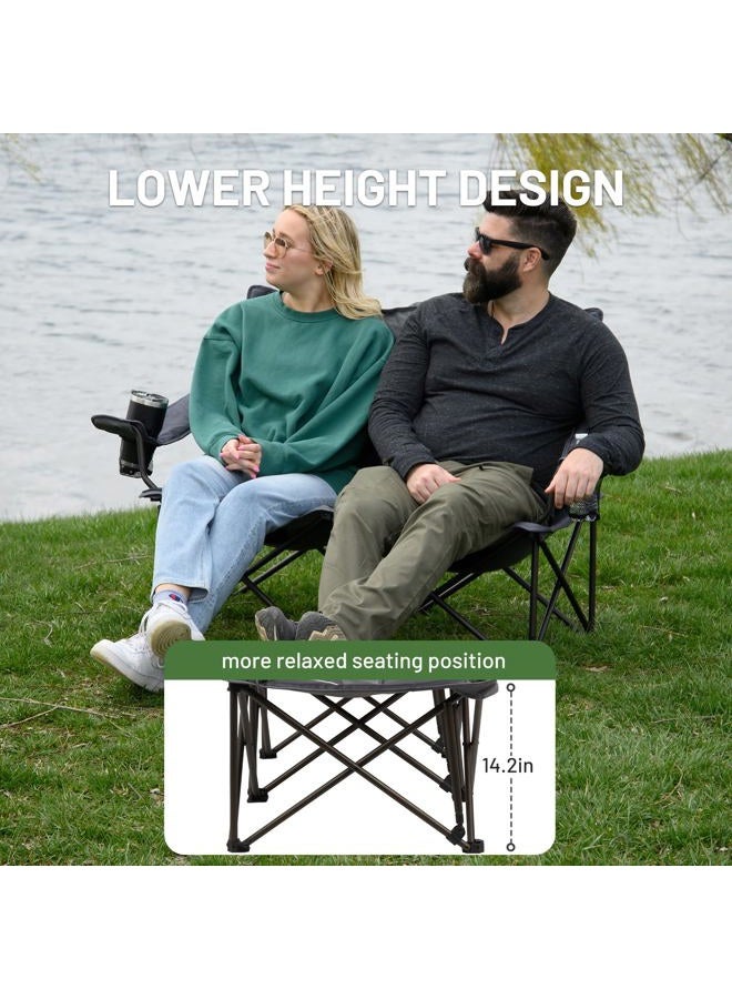 Timber Ridge Spruce 2-Person Folding Loveseat Camping Chair, Gray - Image 5