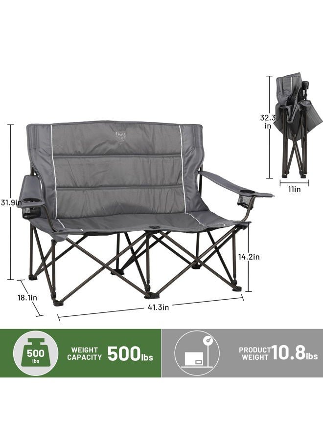 Timber Ridge Spruce 2-Person Folding Loveseat Camping Chair, Gray - Image 3