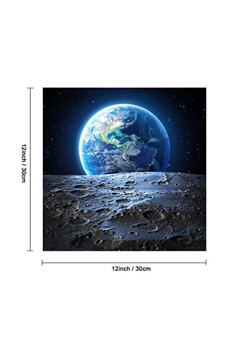 Earth Poster Canvas Wall Art - Earthrise from the Moon Outer Space Painting Home Office Universe Decor Framed Art Print Modern Pictures for Living Room Bedroom Decoration 12x12inch Ready to Hang - Image 3