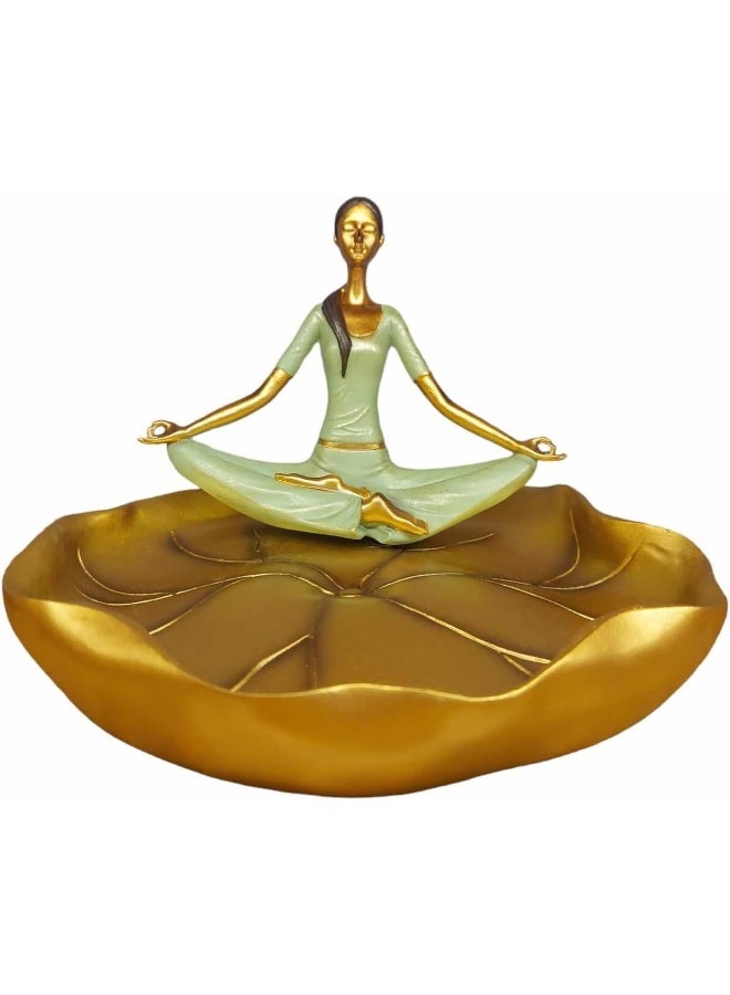 Pose Yoga Figurine Beautiful Girl Sitting on Leaf - Image 1