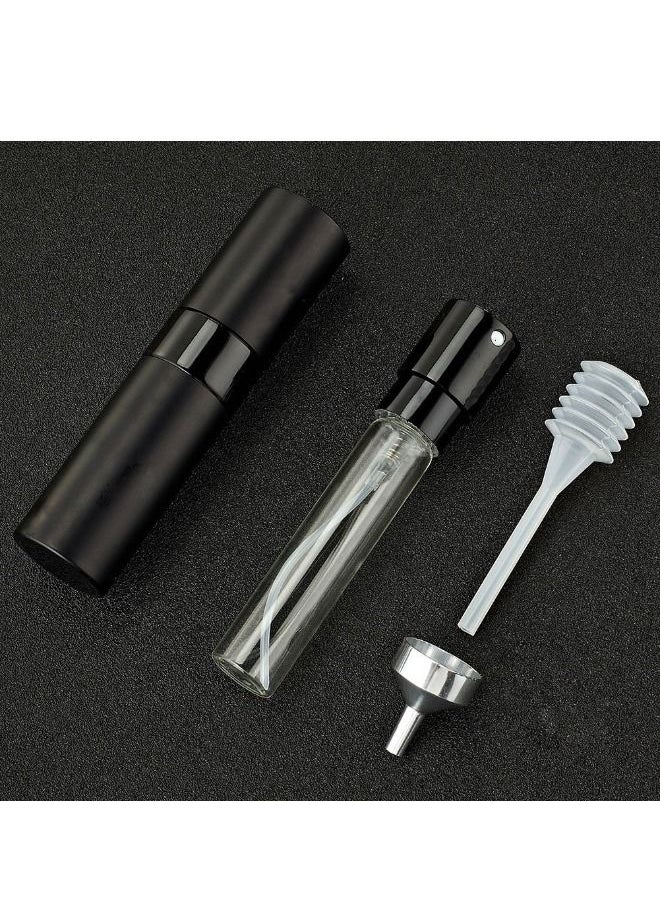 Generic - 4-Piece 8ml Perfume Atomizer Refillable, Portable Empty Mini Spray Bottle for Perfume, Cologne, Liquid Sprayer, Rotating Design Use Aluminum Shell And Glass Liner, Includes Dispensing Tool, Black - Image 1