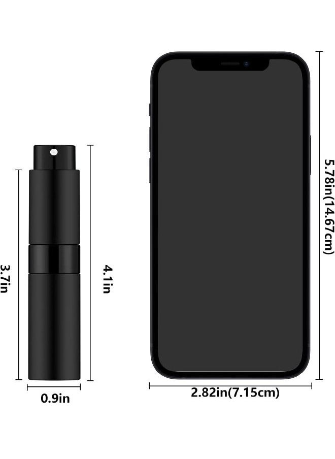 Generic - 4-Piece 8ml Perfume Atomizer Refillable, Portable Empty Mini Spray Bottle for Perfume, Cologne, Liquid Sprayer, Rotating Design Use Aluminum Shell And Glass Liner, Includes Dispensing Tool, Black - Image 1