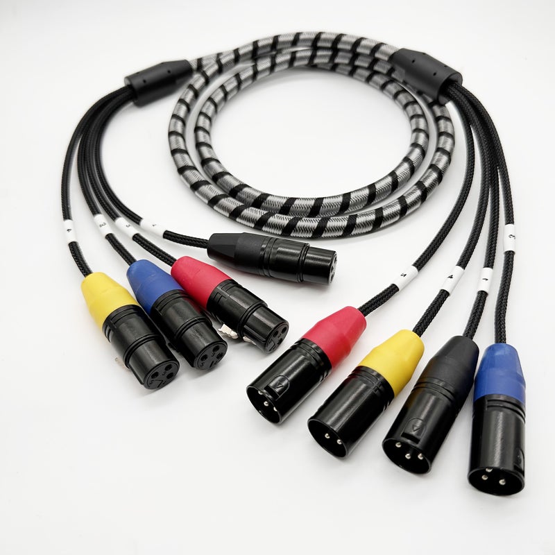 4X4 XLR Male To Female Audio Extension Cable 3M Black White Braided Design - Image 1