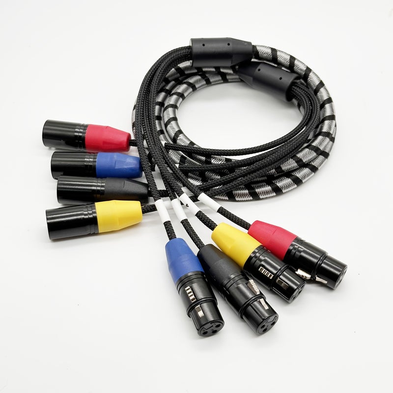 4X4 XLR Male To Female Audio Extension Cable 3M Black White Braided Design - Image 3