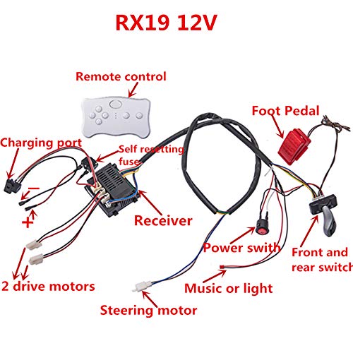 weelye Kids Electric Cars 12V Wiring Harness Remote Control Circuit Borad Switch, Children Electric Ride On Car Accessories - Image 2
