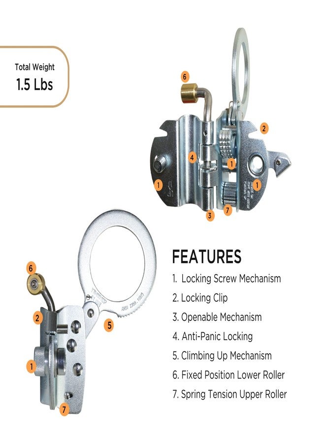 AFP Self-Locking Rope Grab with 2.25 inch Connecting Eye, Used with 5/8’’ Lifeline Rope, for Construction, Climbing, Fall-Protection, 310 lb. Capacity (OSHA/ANSI Compliant) Silver - Image 3