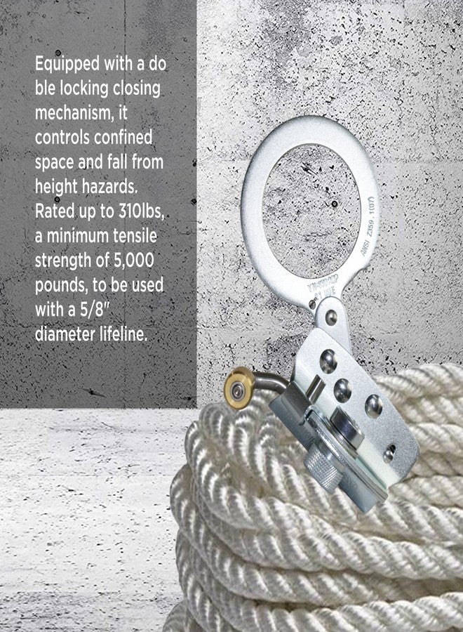 AFP Self-Locking Rope Grab with 2.25 inch Connecting Eye, Used with 5/8’’ Lifeline Rope, for Construction, Climbing, Fall-Protection, 310 lb. Capacity (OSHA/ANSI Compliant) Silver - Image 4