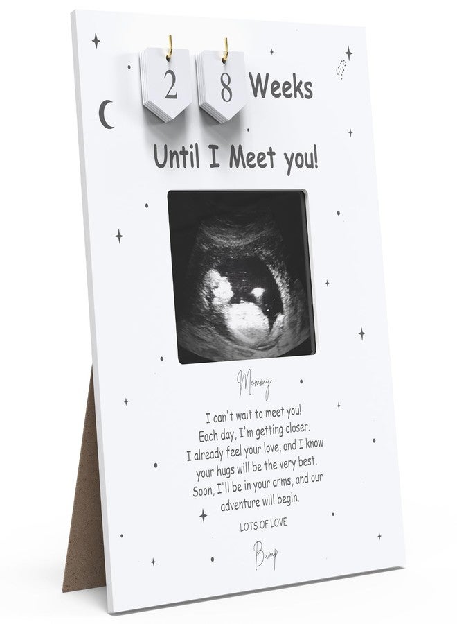 EURSET Sonogram Picture Frame Countdown Weeks - Baby Shower Welcome Sign - Standard 4"x3" Ultrasound Photo - Pregnancy Announcements Ideas - Gender Reveal Gifts - New Mom Expecting Parents to Be Keepsake - Image 1