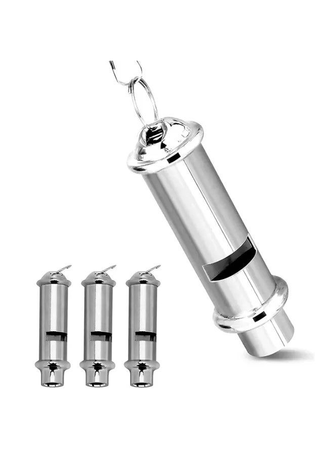 صافرة معدنية من الستانلس ستيل بصوت عالي مع حبل تعليق – صافرة طوارئ وتدريب ورياضة – مثالية للحكام، المدربين، النجاة، تدريب الحيوانات الأليفة والأنشطة الخارجية (لون فضي) - Image 2