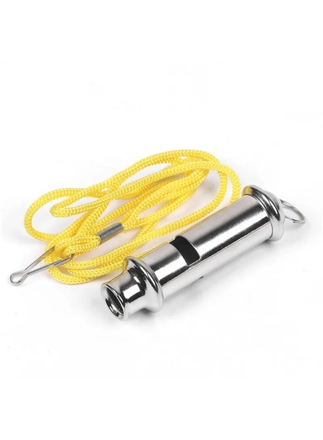 صافرة معدنية من الستانلس ستيل بصوت عالي مع حبل تعليق – صافرة طوارئ وتدريب ورياضة – مثالية للحكام، المدربين، النجاة، تدريب الحيوانات الأليفة والأنشطة الخارجية (لون فضي) - Image 3