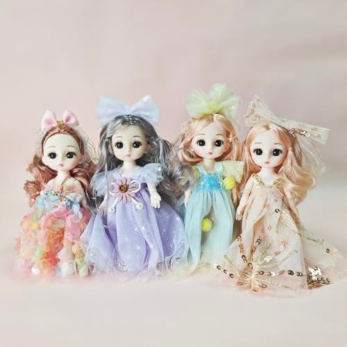 TNDCKP 4 Pcs 6 Inch Princess Girl Mini Dolls Small Princess Dolls Little Girl Miniature for 3 Year Old Girls - Image 5