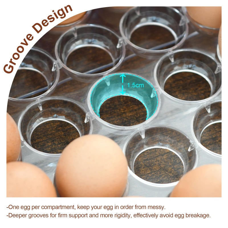 MFBJXC Egg Holder for Refrigerator,60 Eggs Clear Drawer Organizer,2 Layer Stackable Egg Holder Egg Trays,Egg Storage Container with Time Scale for Fridge Countertop Cabinet - Image 3