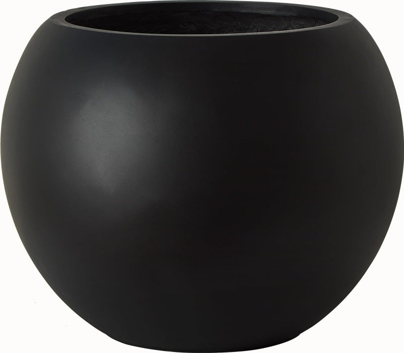 وعاء زراعة دائري أسود من ألياف الحجر 135 سم ارتفاع × 17 سم قطر 12 مع فتحة تصريف للاستخدام الداخلي والخارجي وعاء نبات كبير للمنزل والفناء والحديقة مثالي للنباتات الكبيرة