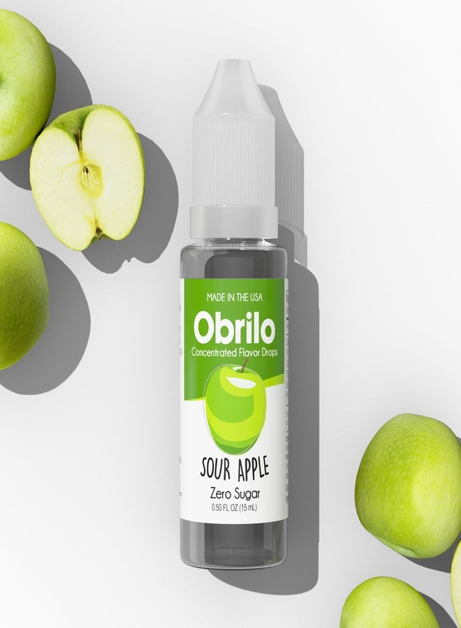 Obrilo Sour Apple Flavor Extract - Propylene Glycol (PG) Based - Water Soluble - Concentrated Food Flavoring for Baking, Candies, Desserts, Smoothies, Coffee & Tea - 15 mL/0.5 fl oz Dropper - Image 1