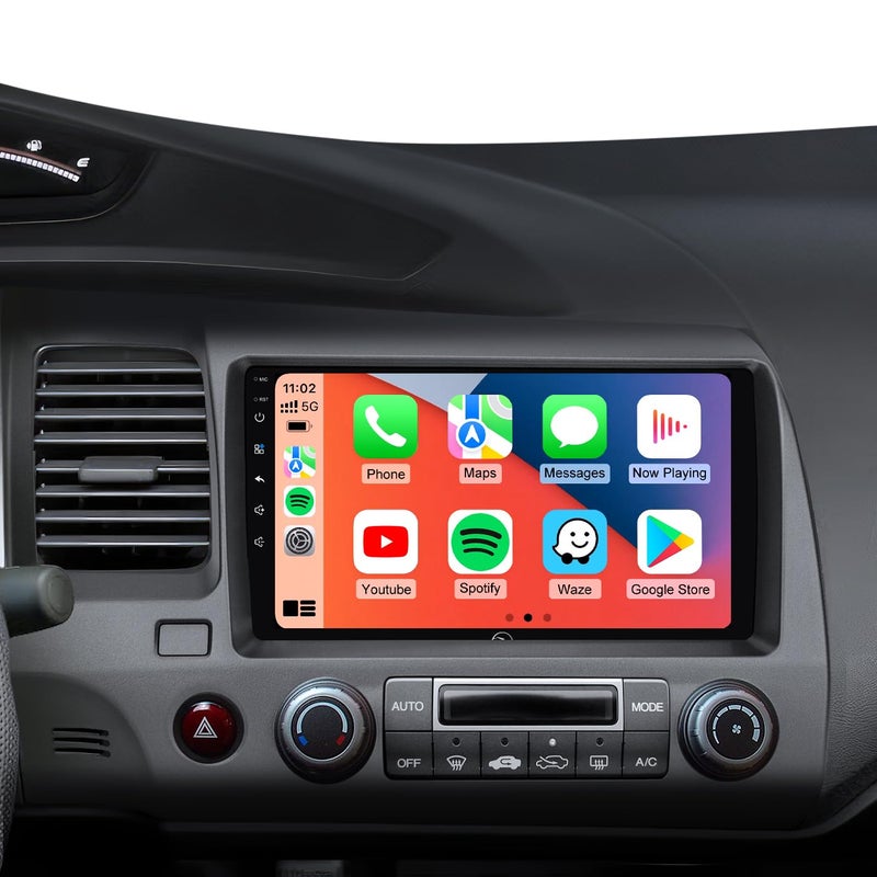 AINAVIGO 9" Car Stereo Radio for Honda Civic 2006 2007 2008 2009 2010 2011 - Wireless CarPlay Android Auto | 5G WiFi GPS Navigation | IPS HD Touchscreen | Bluetooth/FM/SWC | 1080P Backup Camera - Image 1