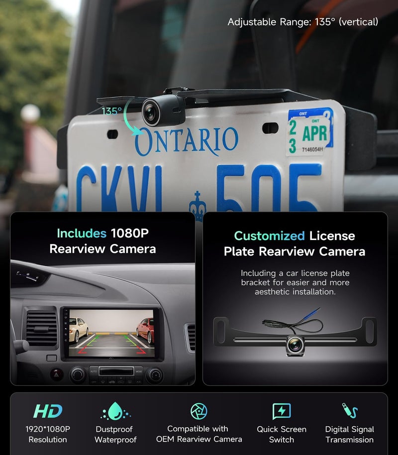 AINAVIGO 9" Car Stereo Radio for Honda Civic 2006 2007 2008 2009 2010 2011 - Wireless CarPlay Android Auto | 5G WiFi GPS Navigation | IPS HD Touchscreen | Bluetooth/FM/SWC | 1080P Backup Camera - Image 5